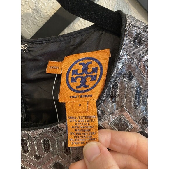 Tory Burch Ryanne Metallic Silver Dress NEW Size 6 - Picture 3 of 10